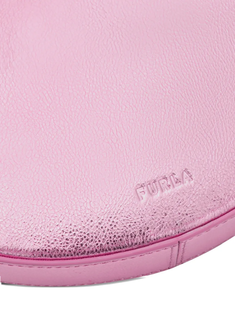 Furla Metallic-effect Crescent Shoulder Bag In Pink