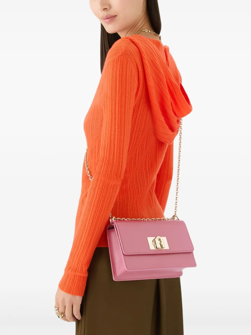 Furla Mini-crossbodytas met kettinghengsel Roze