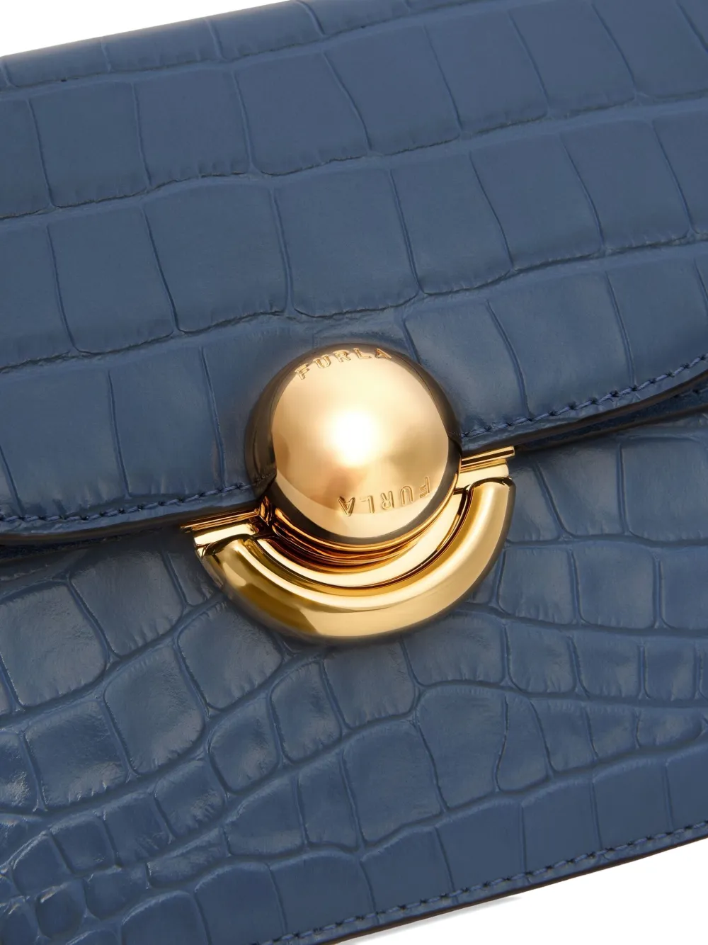 Furla Sfera Crocodile-embossed Cross Body Bag In Blue