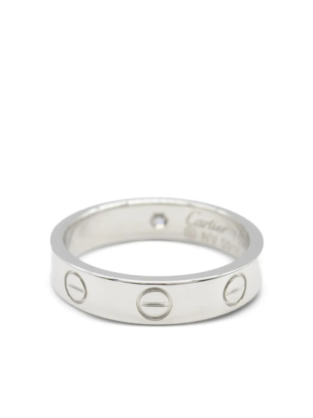 Pre-owned Cartier 2010 18kt White Gold Mini Love Ring In Silver