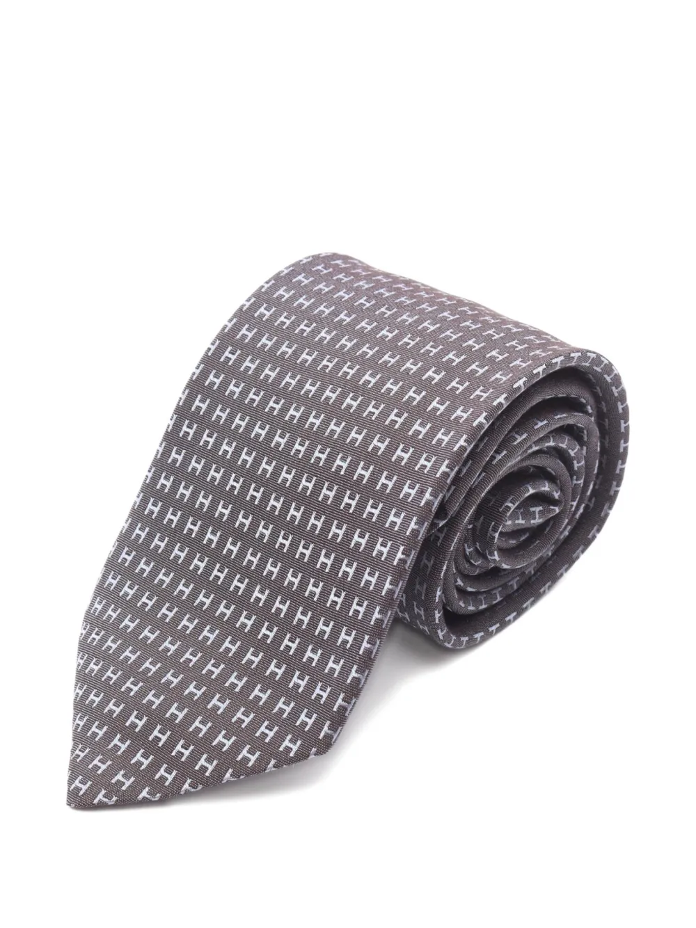 Hermès Pre-Owned 2020s H-pattern silk tie | Grey | Image 1