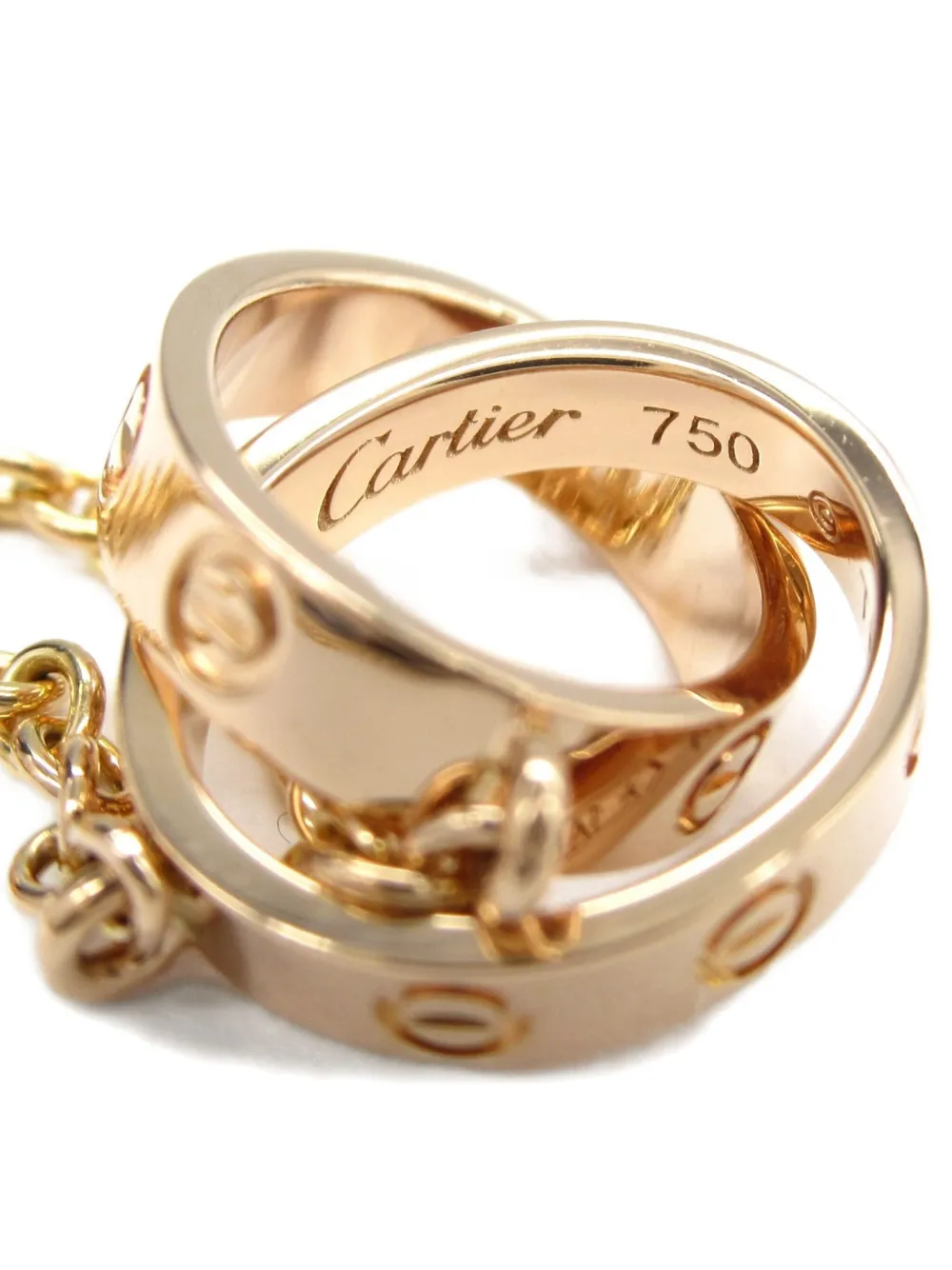 Pre-owned Cartier 2010 18kt Rose Gold Baby Love Necklace In Pink
