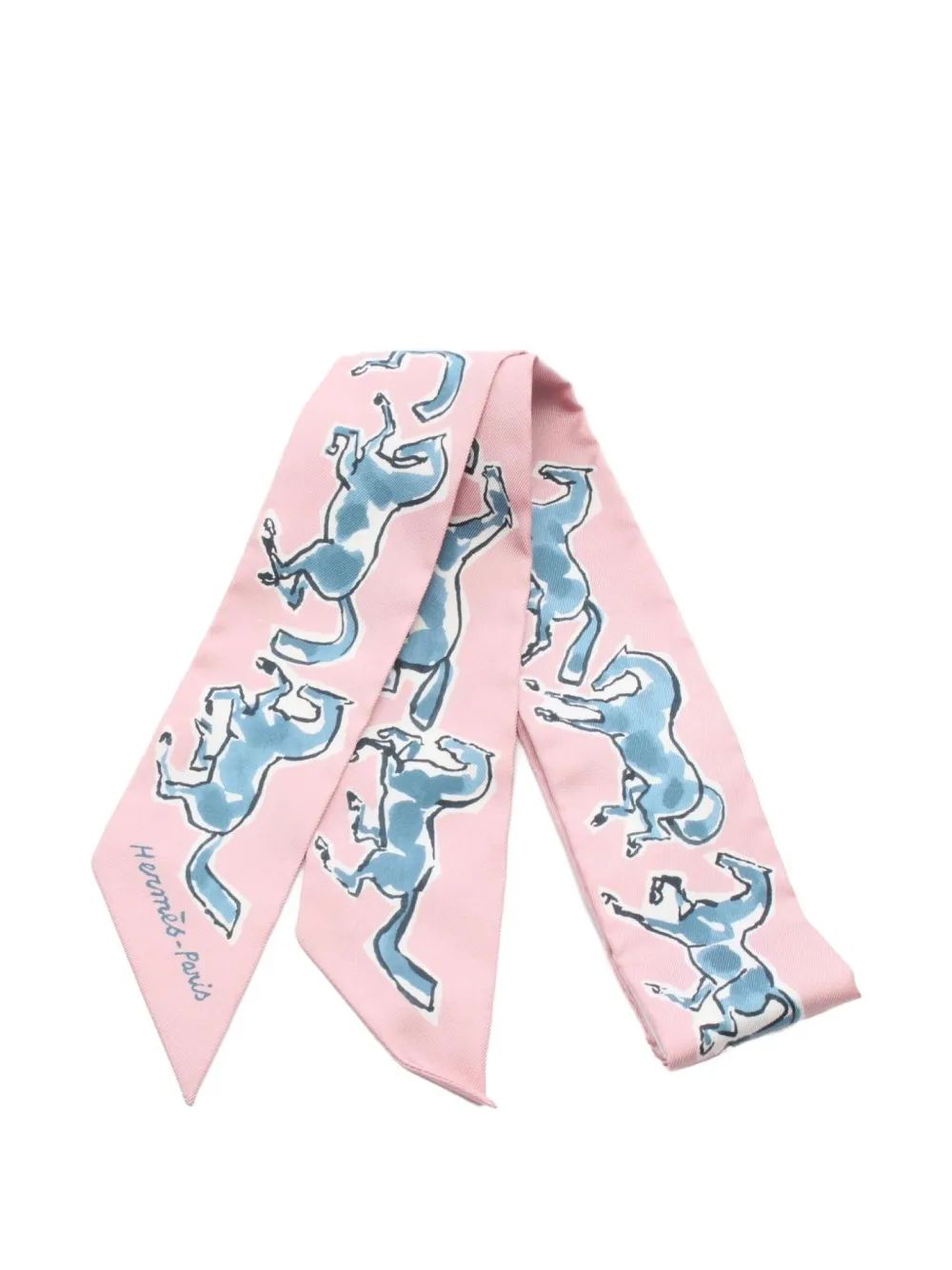 Pre-owned Hermes 20s Chevaux En Liberte Scarf In Pink