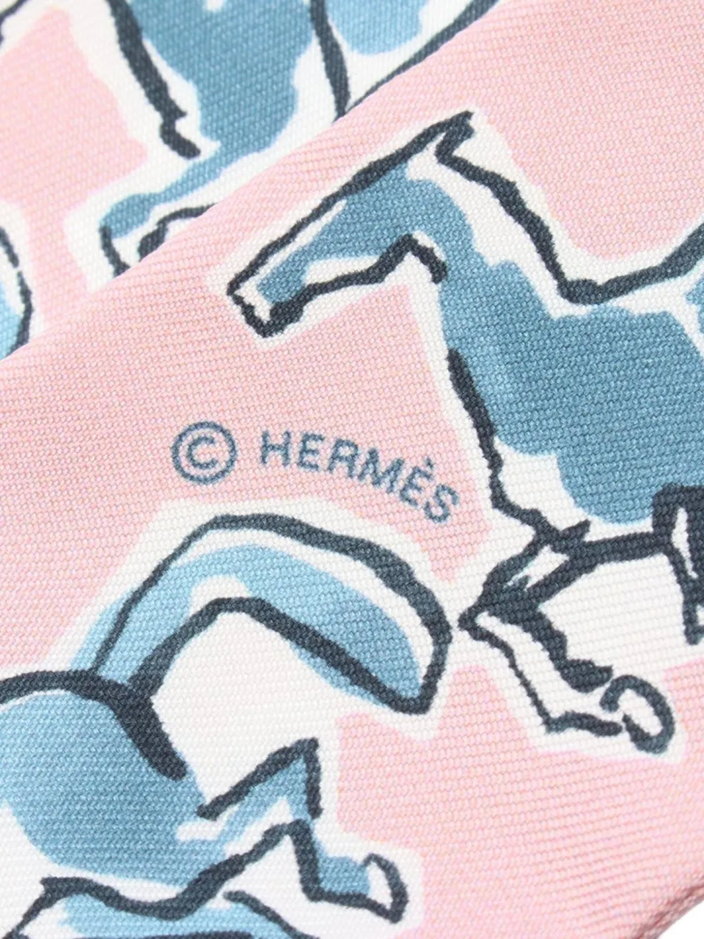 Pre-owned Hermes 20s Chevaux En Liberte Scarf In Pink