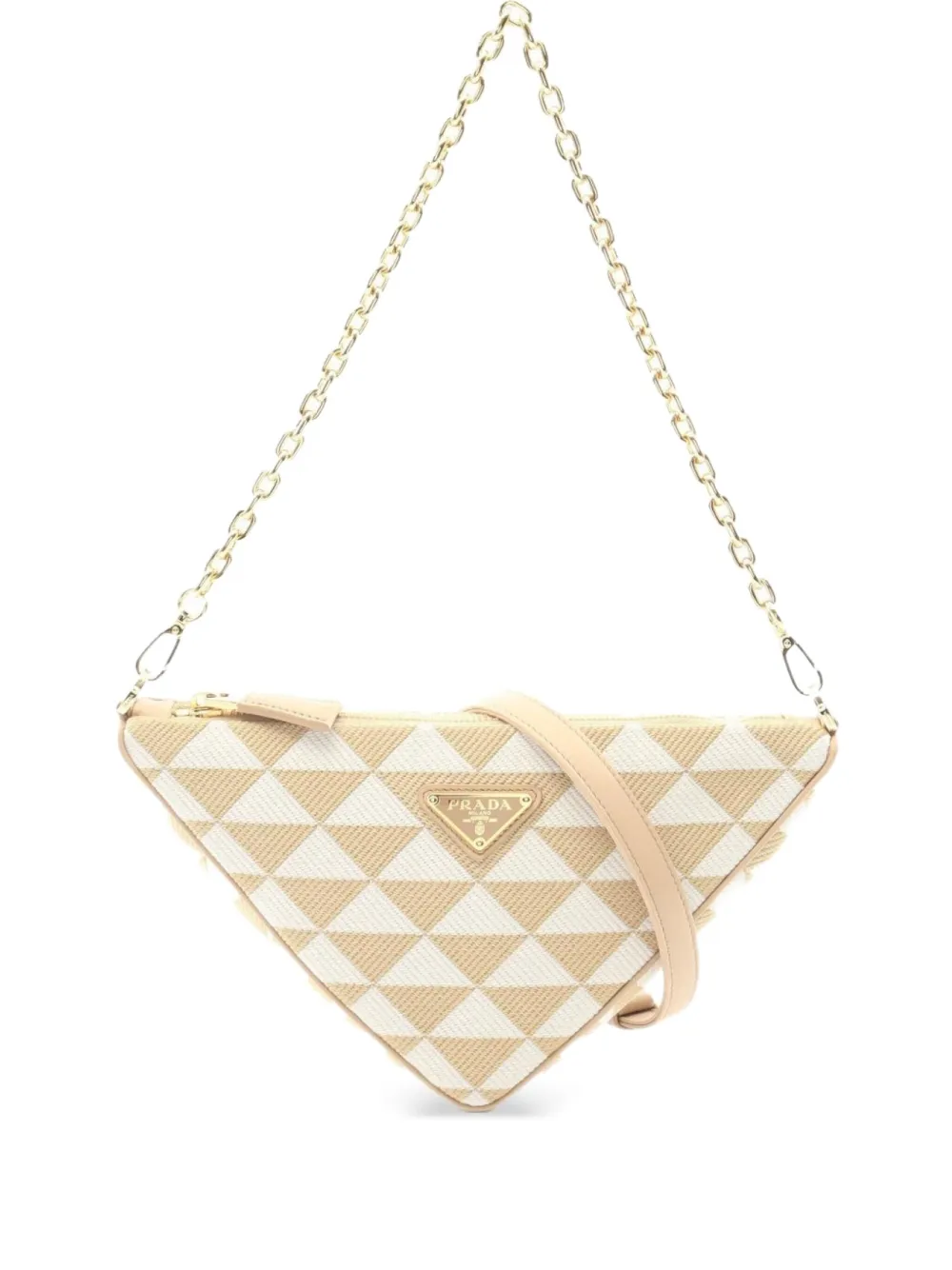 Prada Pre-Owned 2010s triangle-pattern shoulder bag - ホワイト Prada Pre-Owned 2010s triangle-pattern shoulder bag - ホワイト