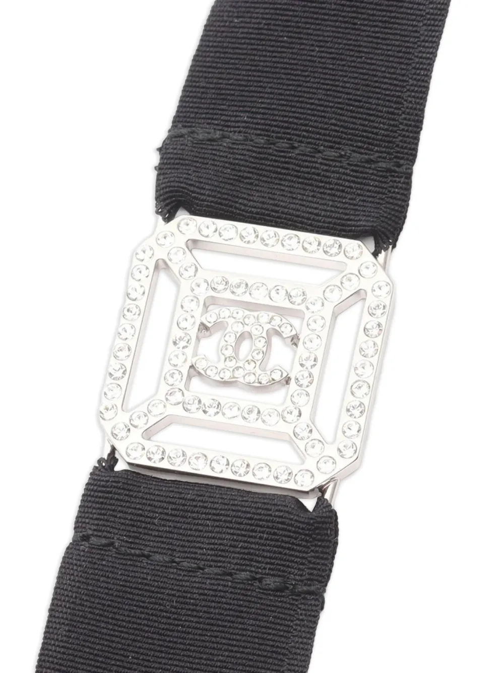 Pre-owned Chanel 1986-1988 Rhinestone-flower Pendant Necklace In Black