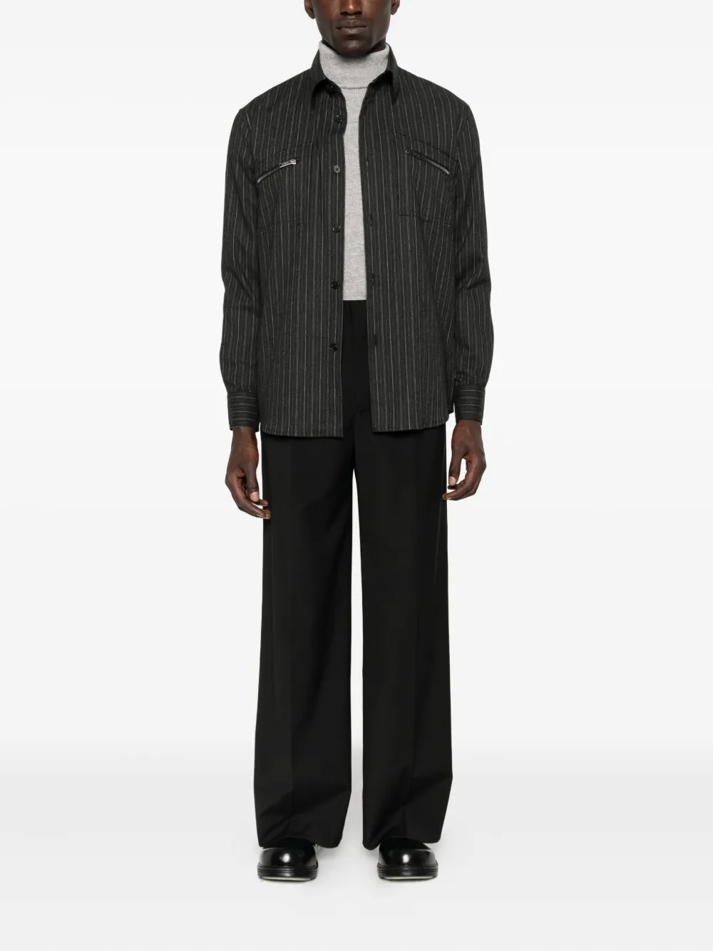 Iceberg pinstripe zip-pocket shirt - Grijs