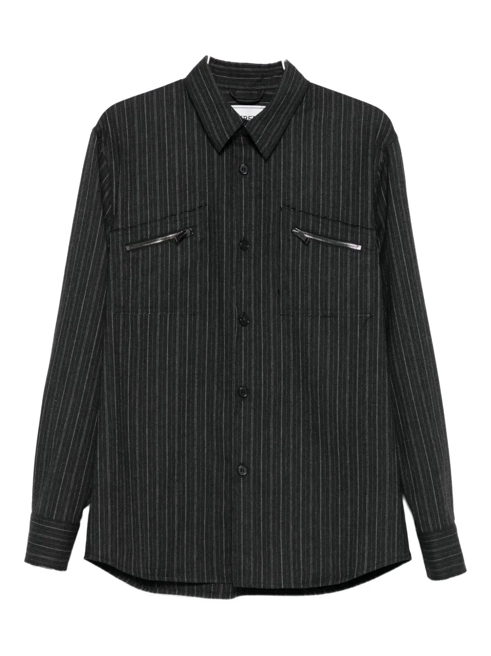 Iceberg Pinstripe Zip-pocket Shirt In Gray