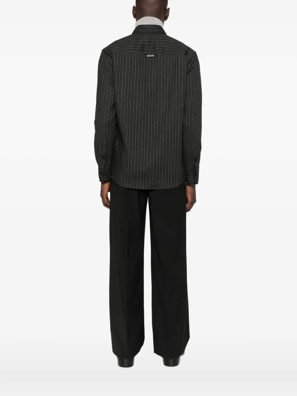 Iceberg Pinstripe Zip-pocket Shirt In Gray