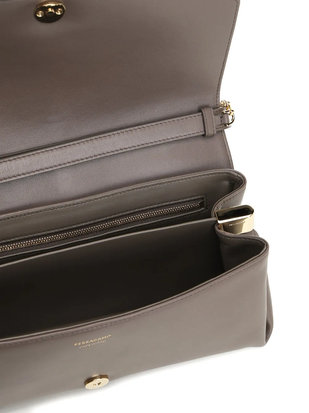 Ferragamo Schoudertas met kettingband en omslag Grijs