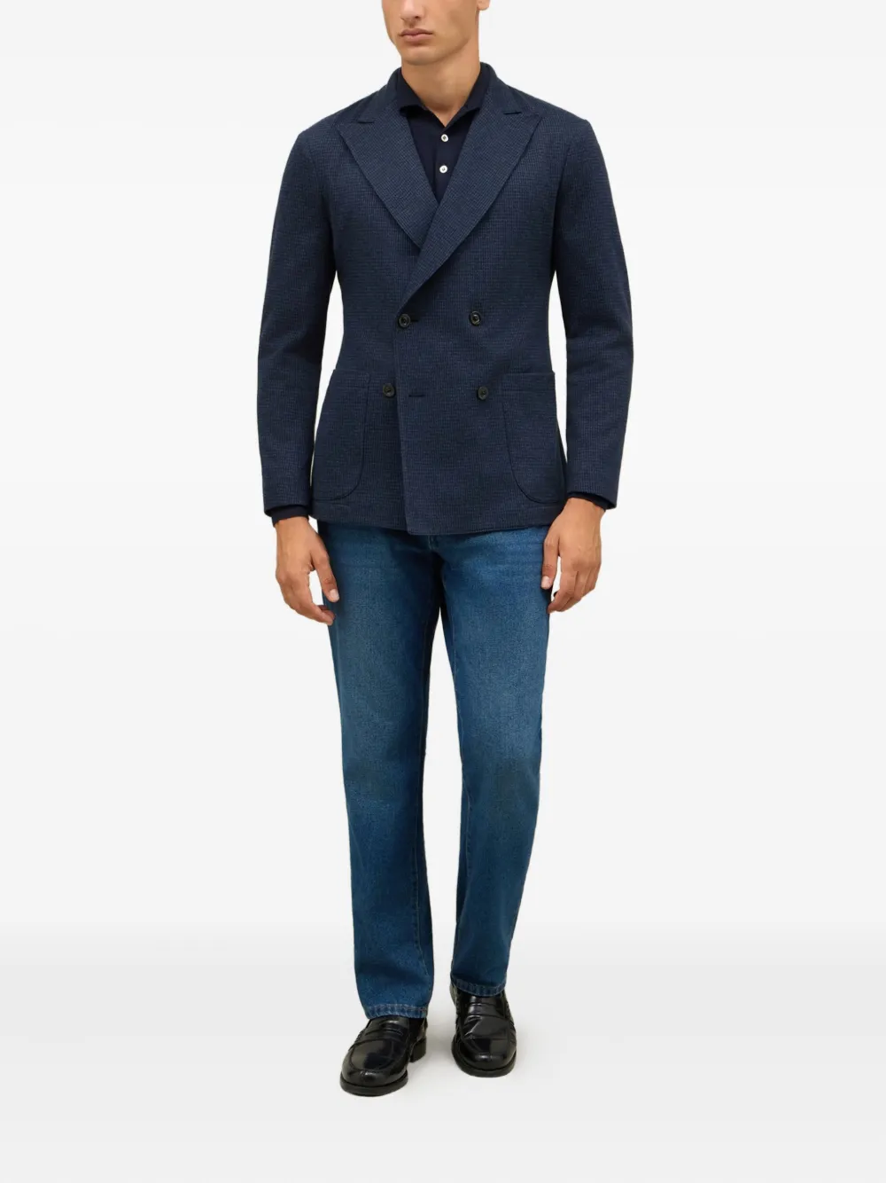 Boglioli Blazer met dubbele rij knopen en zak Blauw