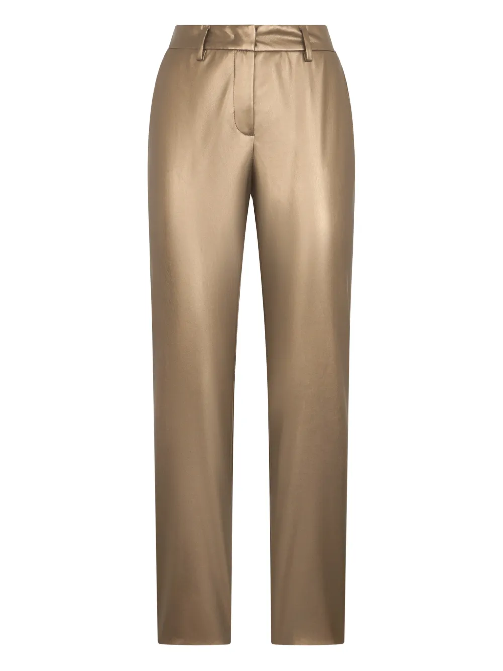 Boglioli Vegan Leather Metallic Trousers In Brown