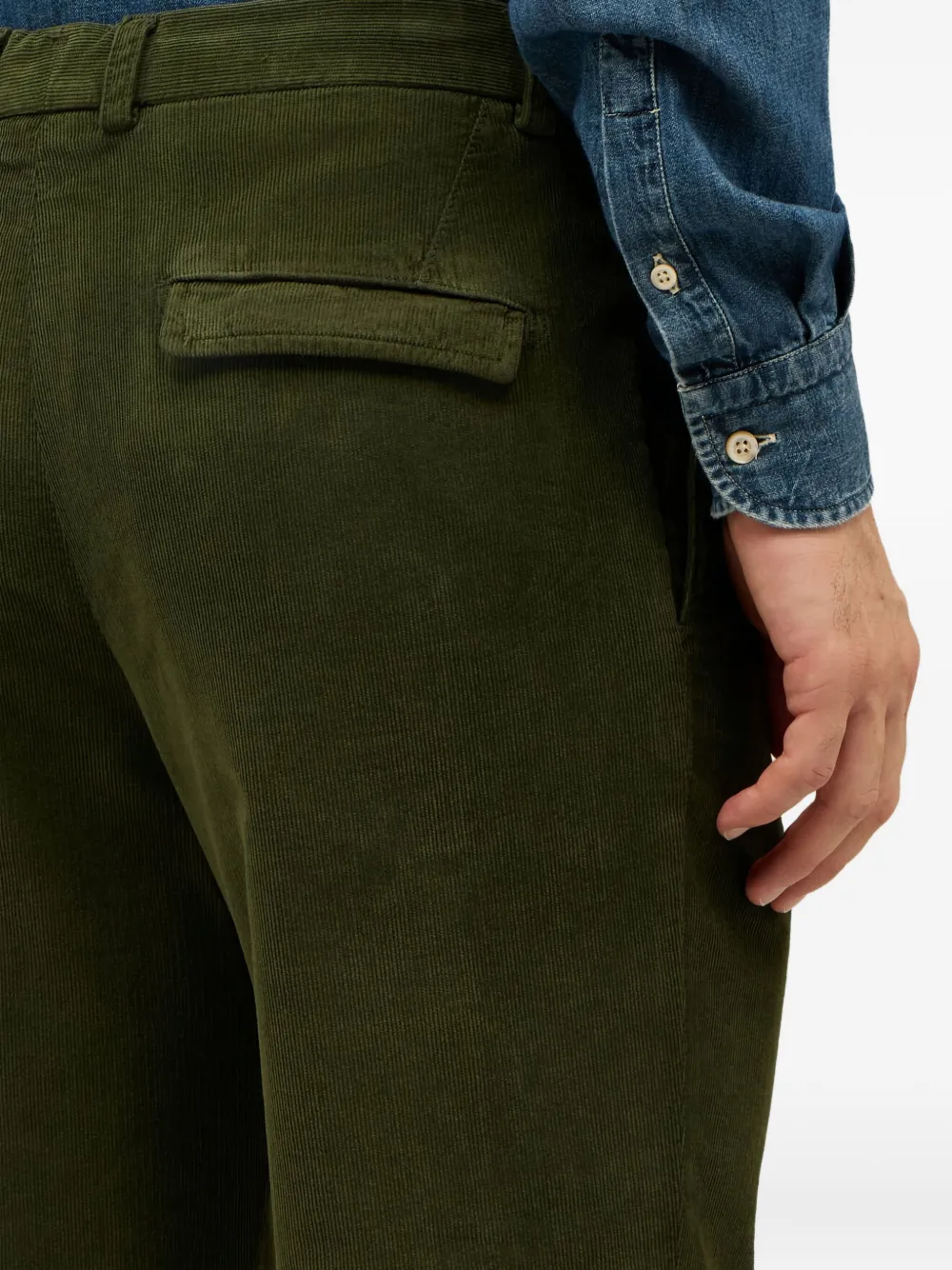 Boglioli Ribfluwelen plooibroek Groen