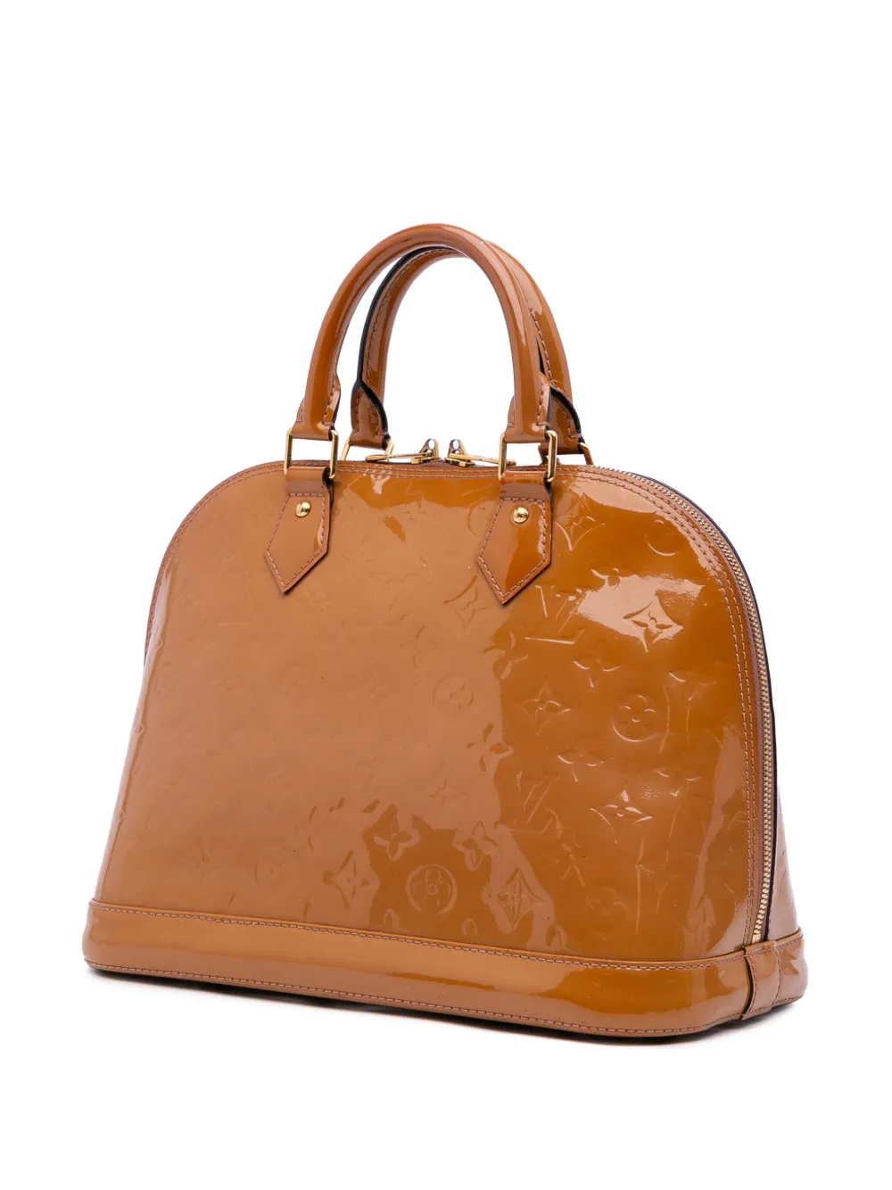 Pre-owned Louis Vuitton 2013 Monogram Vernis Alma Pm Handbag In Brown