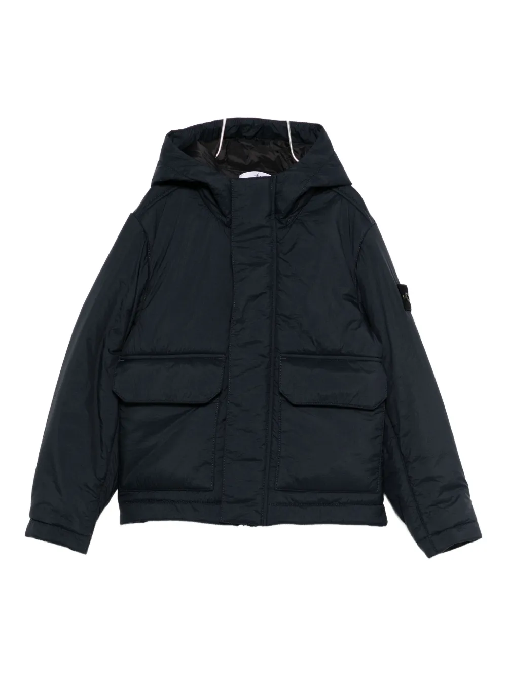 Stone Island Hooded Parka Jacket In Blue