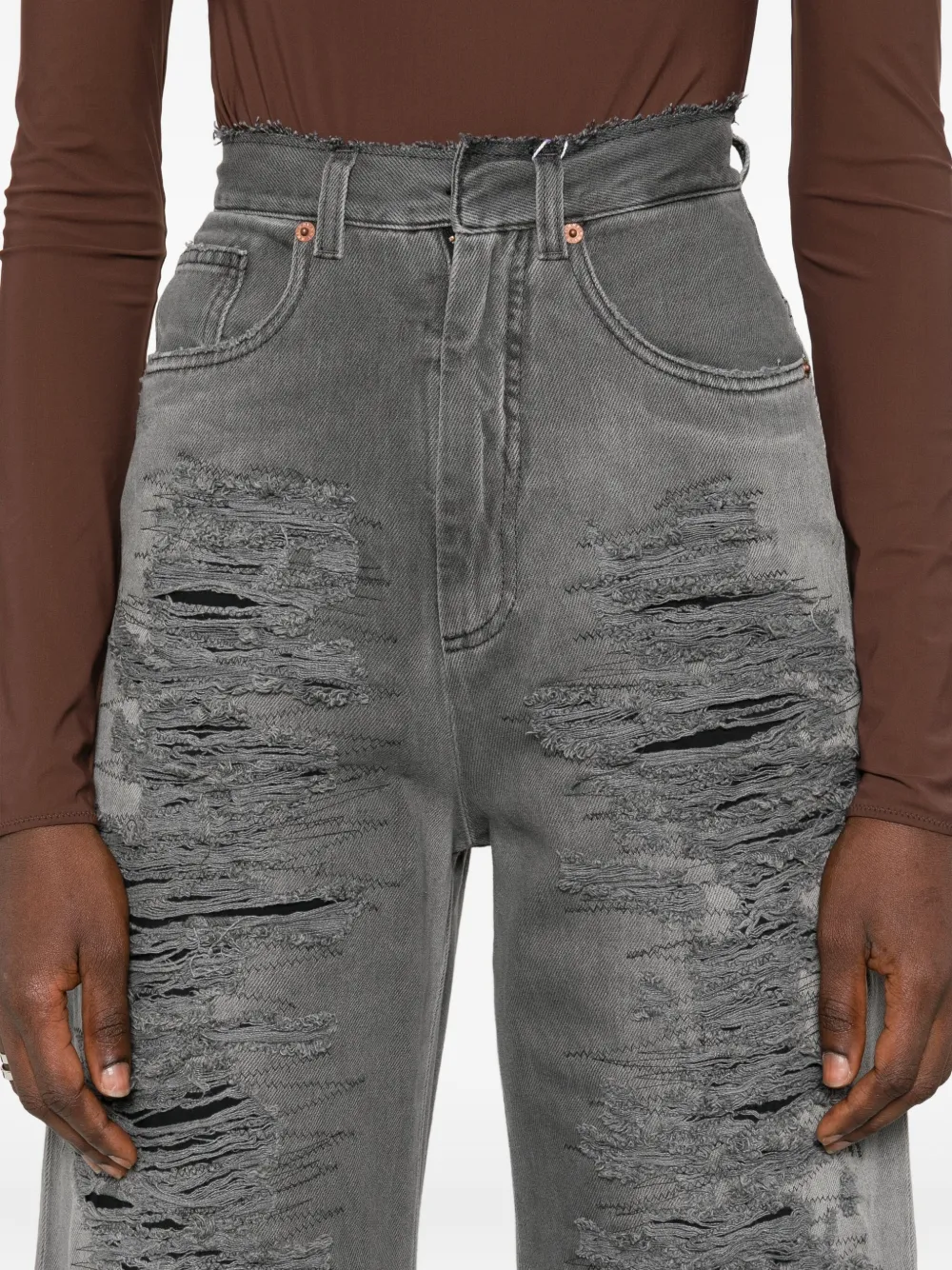 MM6 Maison Margiela Gerafelde jeans Grijs
