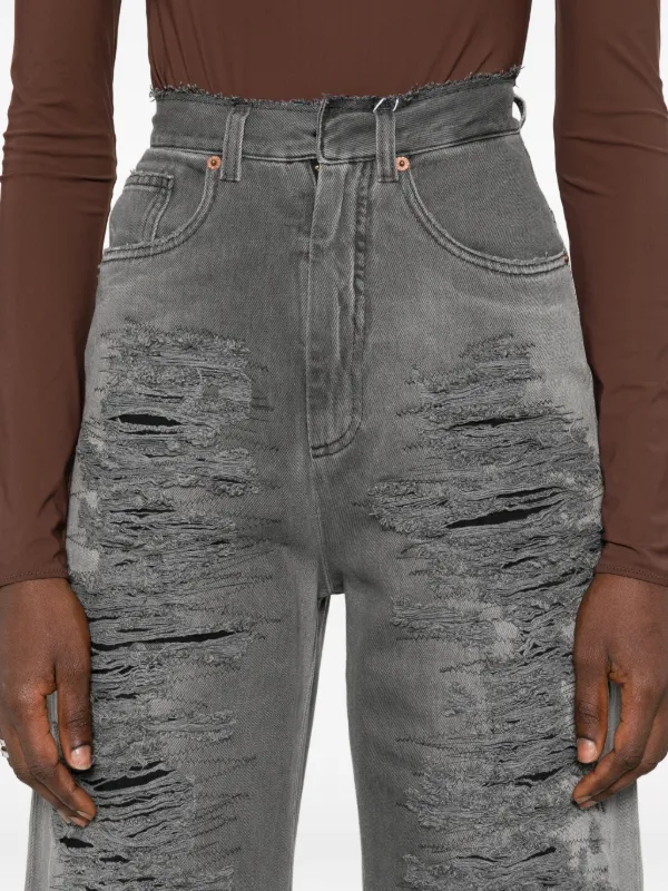 MM6 Maison Margiela ダメージデニムパンツ MM6 Maison Margiela ダメージ ジーンズ | グレー | FARFETCH JP