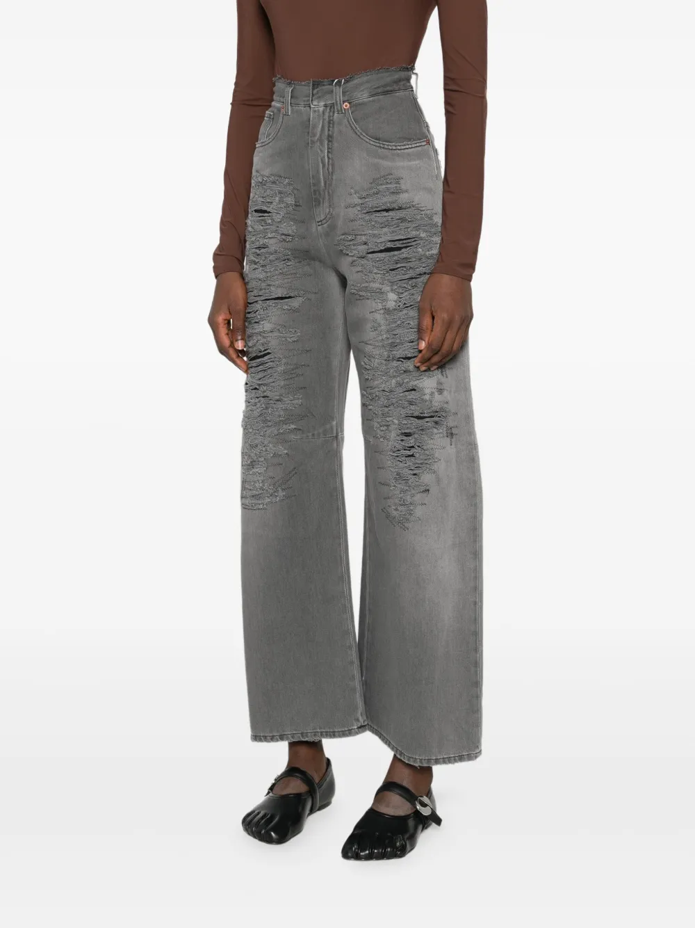 MM6 Maison Margiela Gerafelde jeans Grijs