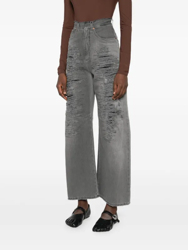 MM6 Maison Margiela ダメージデニムパンツ MM6 Maison Margiela ダメージ ジーンズ | グレー | FARFETCH JP