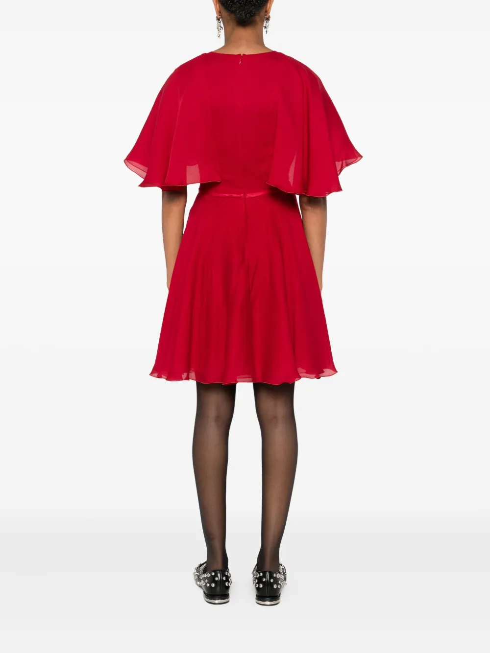 Giambattista Valli Mini-jurk met capemouwen en strikdetail Rood