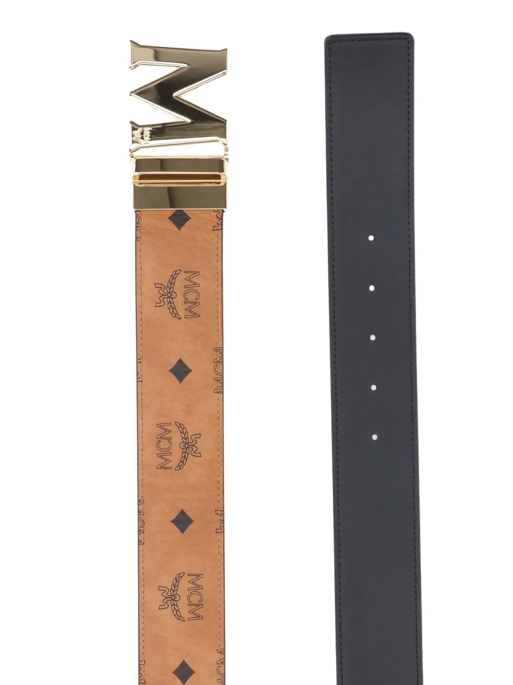 MCM logo-plaque reversible belt - Zwart