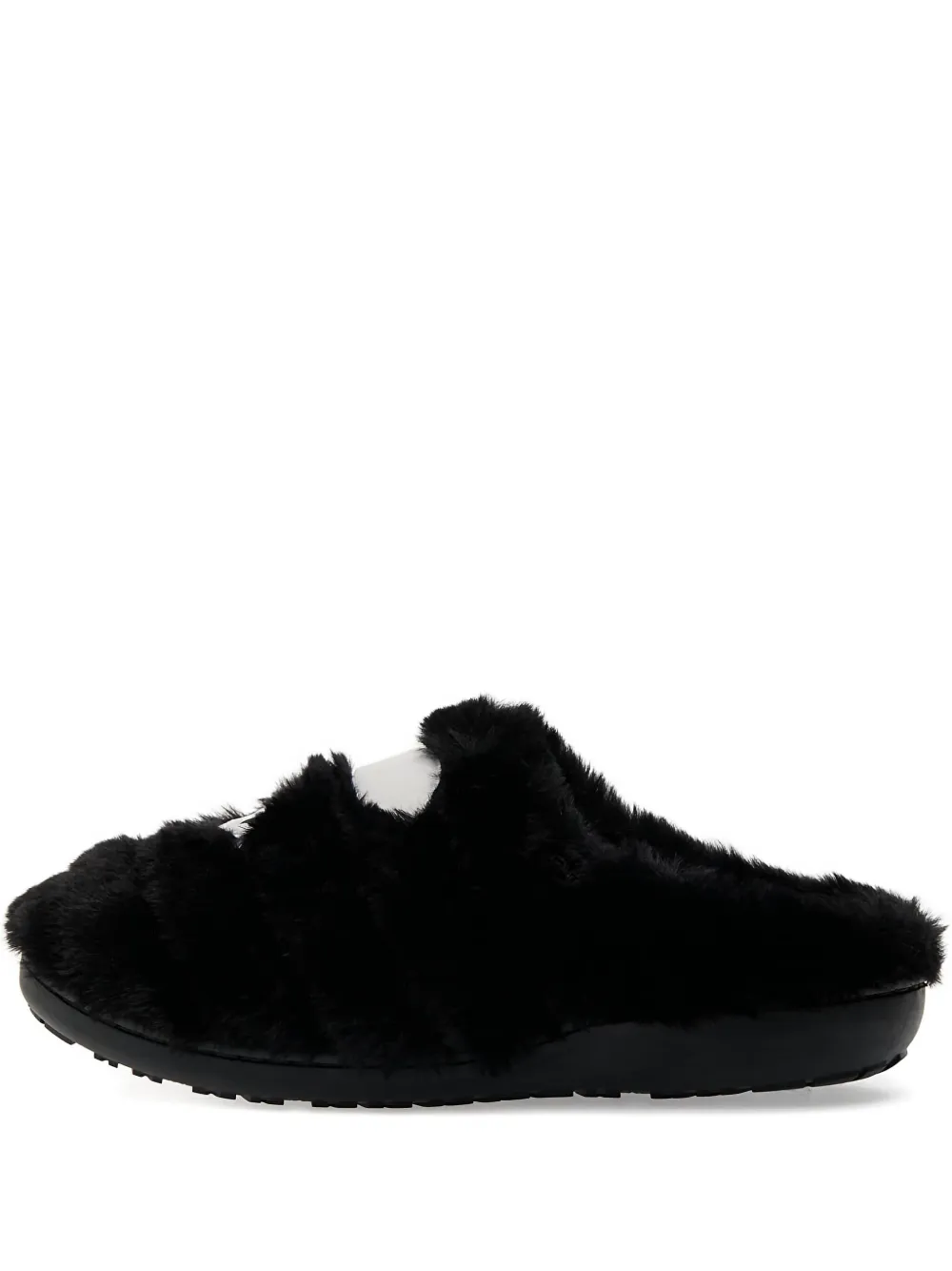 A Bathing Ape Ape Head Quilted Fur Slippers In Black