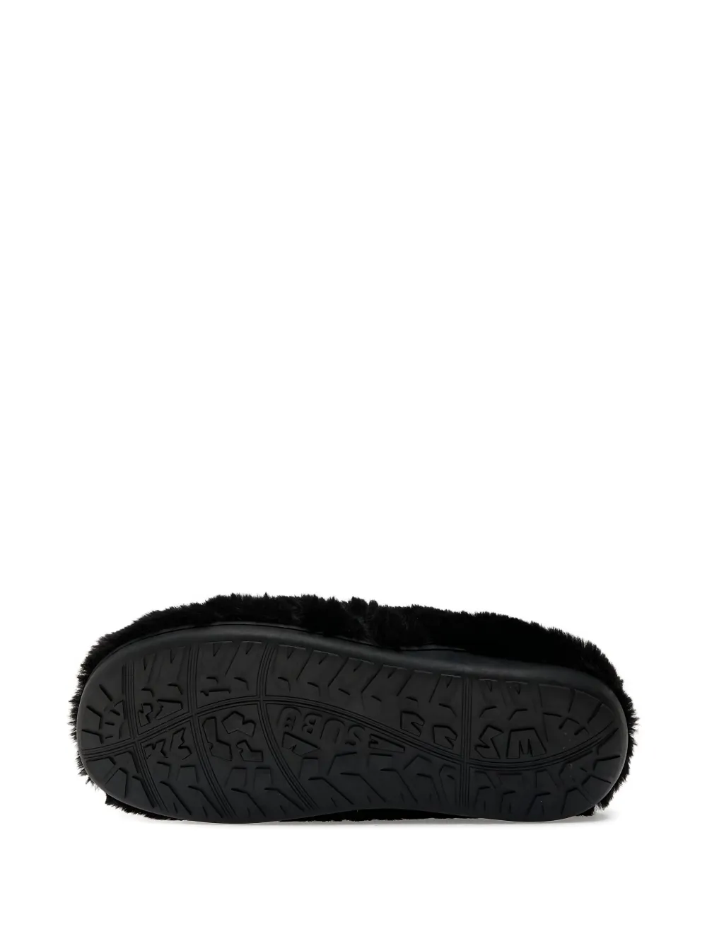 A BATHING APE head quilted fur slippers Black