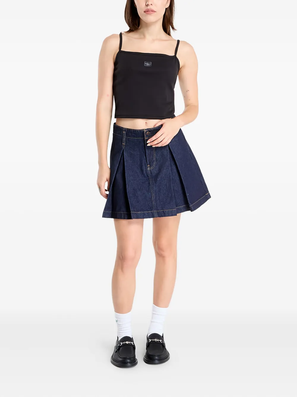 Calvin Klein A-line denim mini skirt - Blauw