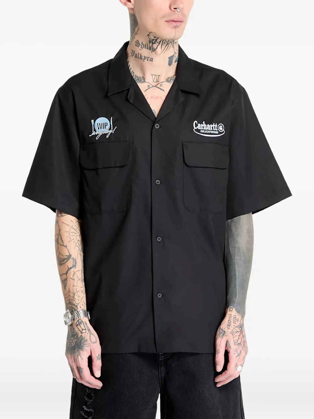 Carhartt WIP embroidered short-sleeved shirt Zwart