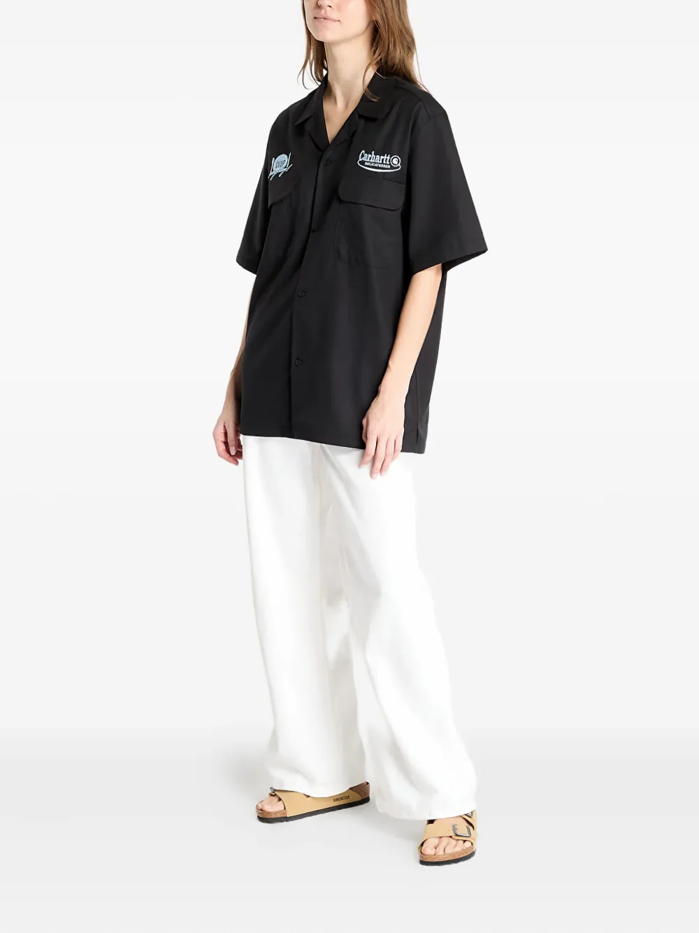 Carhartt WIP embroidered short-sleeved shirt Zwart