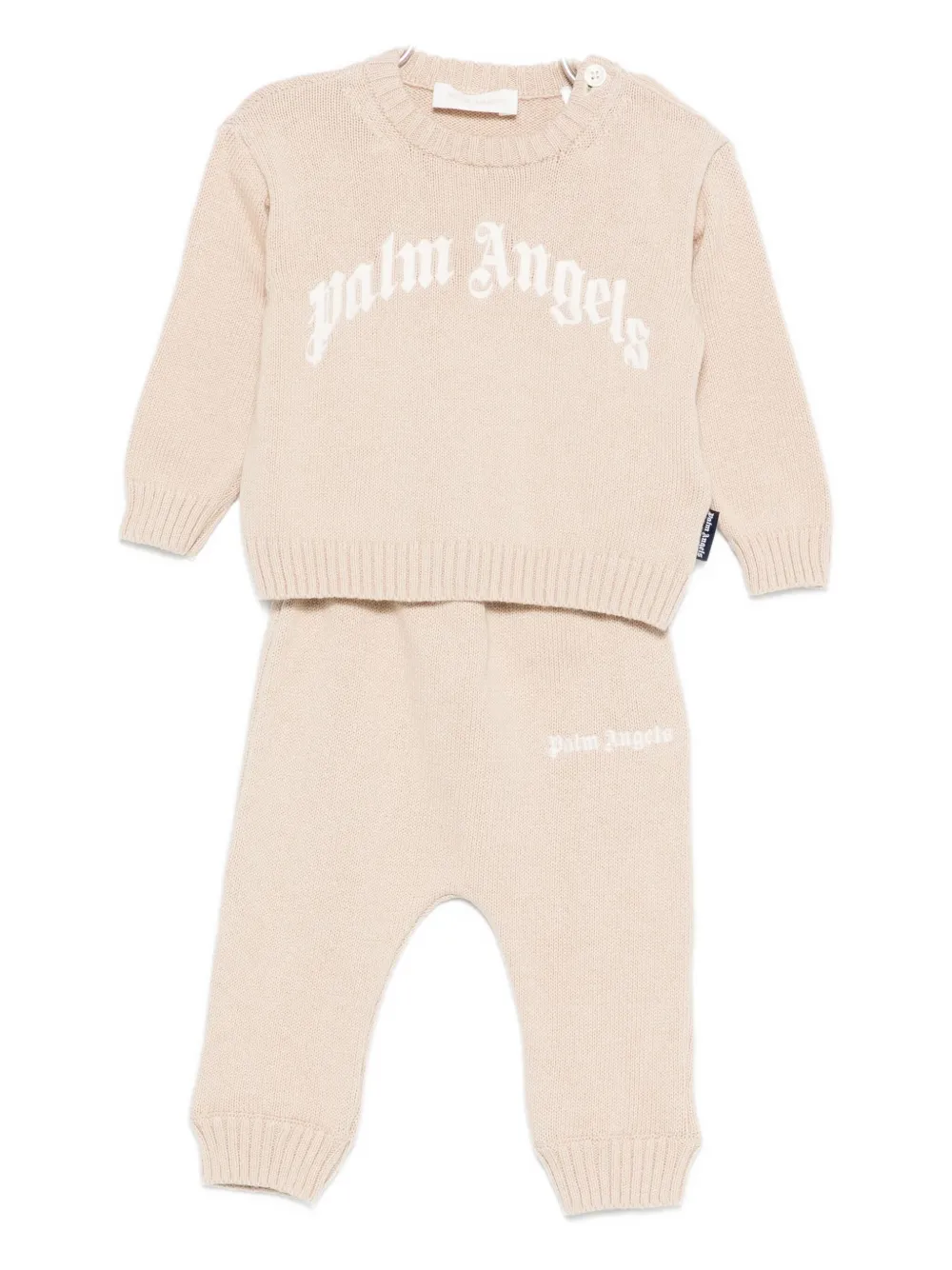Palm Angels Logo-detail Knitted Trouser Set In Neutral