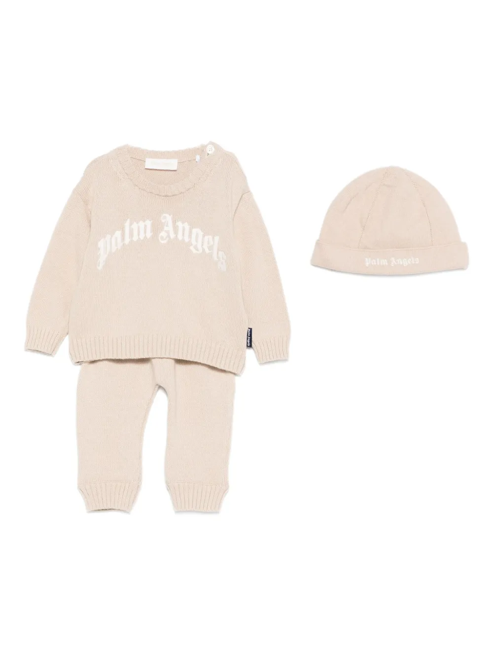 Palm Angels Kids Gebreid broekset met logodetail Beige