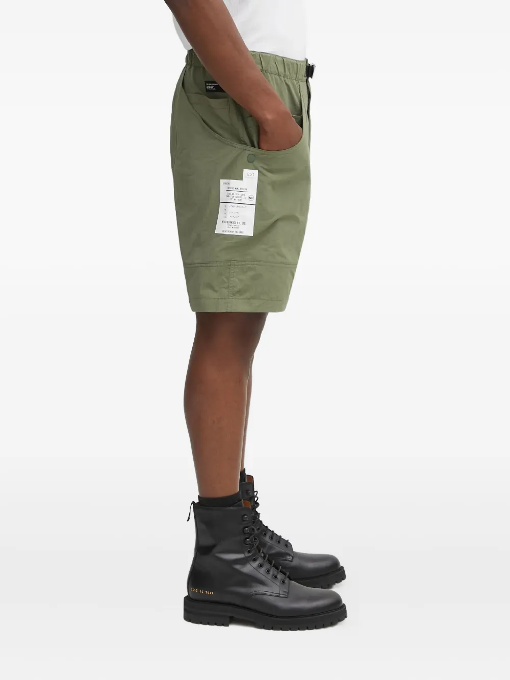 Neighborhood Shorts met opgestikte zak en ceintuur Groen