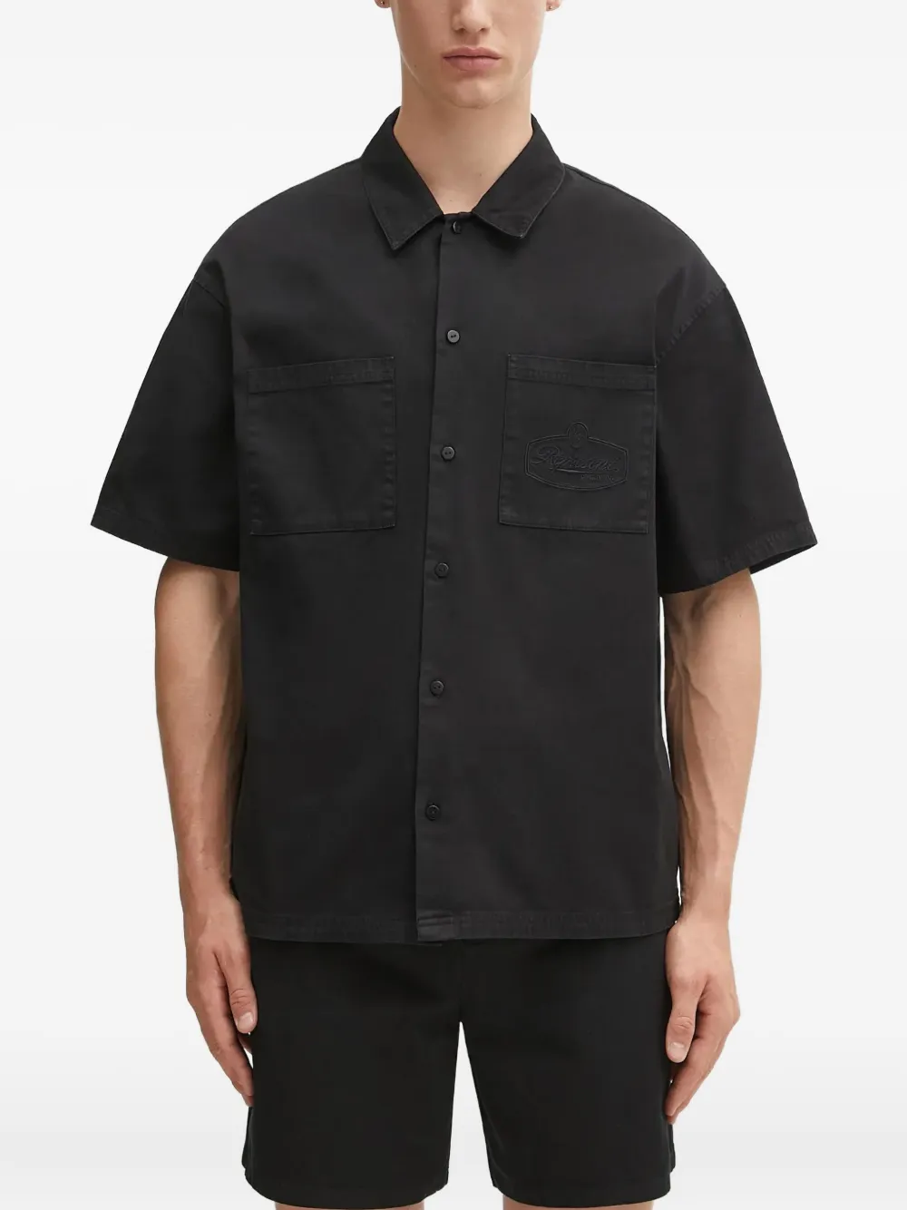 Represent Overhemd met geborduurd logo Zwart