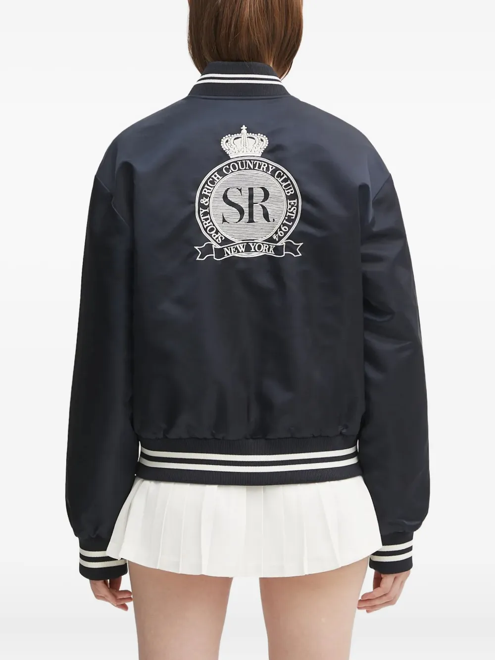 Sporty & Rich Bomberjack met geborduurd logo Blauw