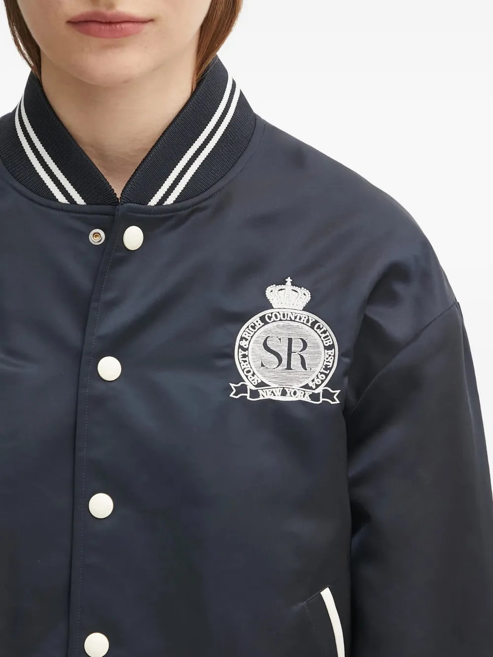 Sporty & Rich Bomberjack met geborduurd logo Blauw