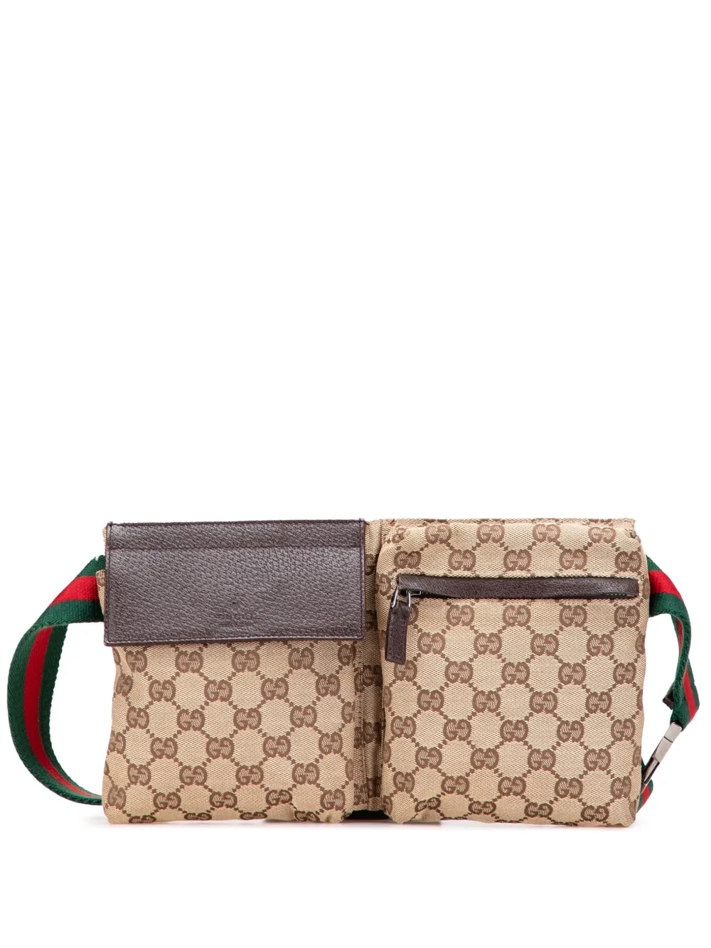 2000-2015 GG Canvas Web Double Pocket belt bag