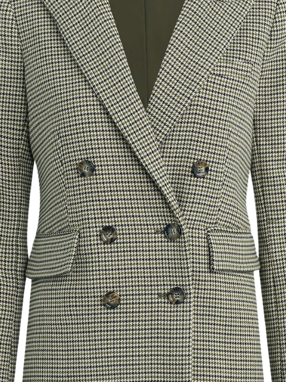 Favorite Daughter The Phoebe Houndstooth Double Breasted Blazer In Green