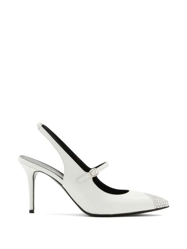 Alessandra Rich Buckle Embellished Pumps in White