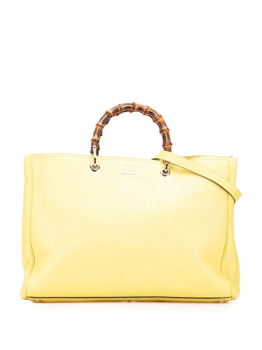 Gucci Pre-Owned 2000-2015 ラージ カーフスキン バンブー ショッパー サッチェルバッグ - イエロー Gucci Pre-Owned 2000-2015 ラージ カーフスキン バンブー ショッパー サッチェルバッグ - イエロー