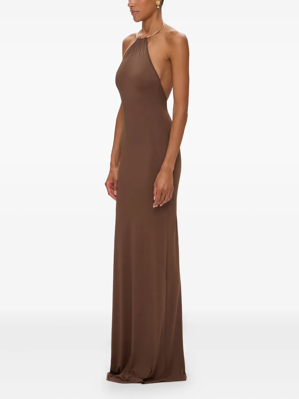  Korobeynikov Halter-neck Maxi Dress - Brown 