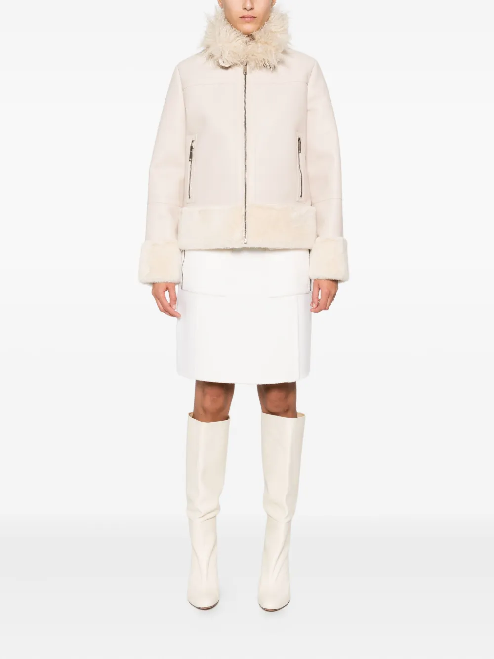 TWINSET trimmed zip-front jacket | Faux Fur & Shearling Jackets | Image 2