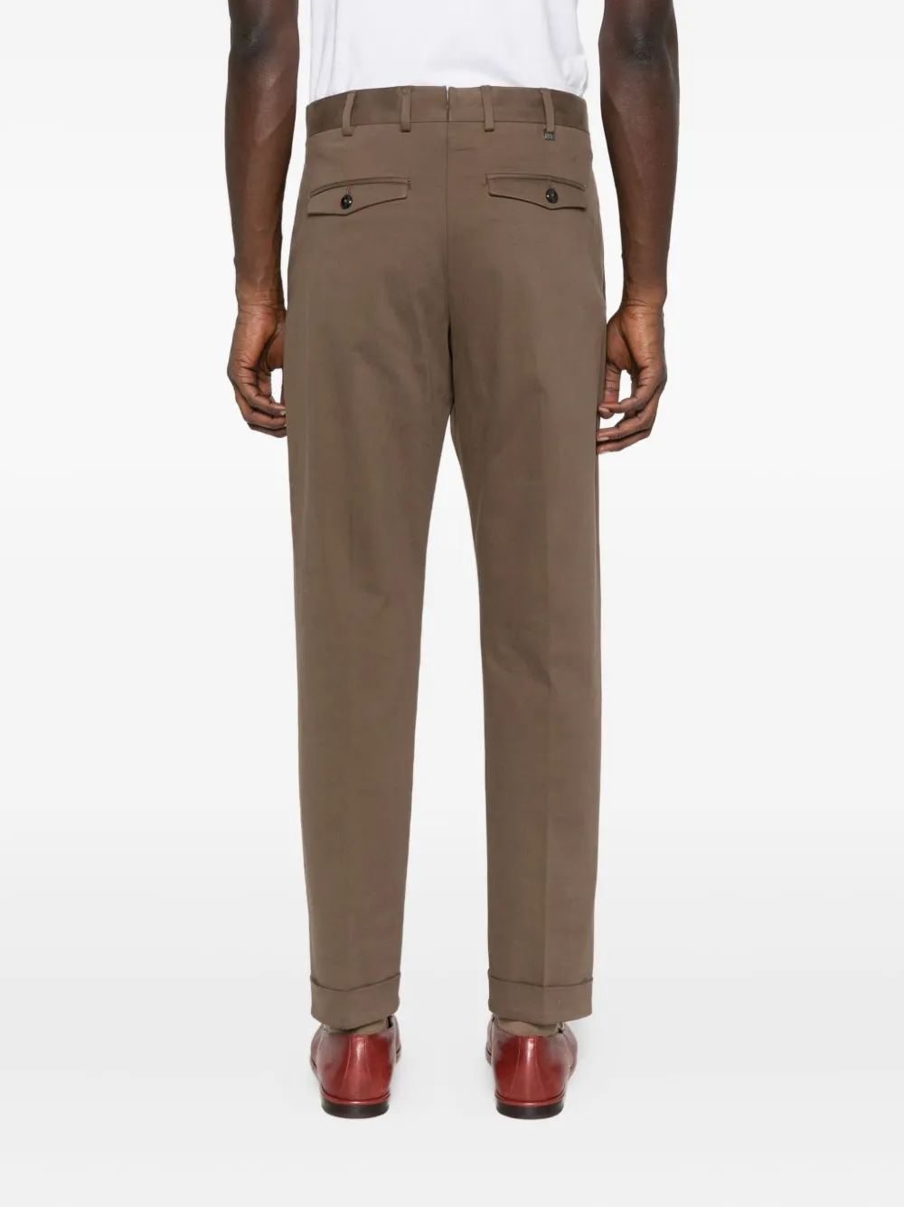 Pt Torino Pleated Cuffed Trousers In Brown