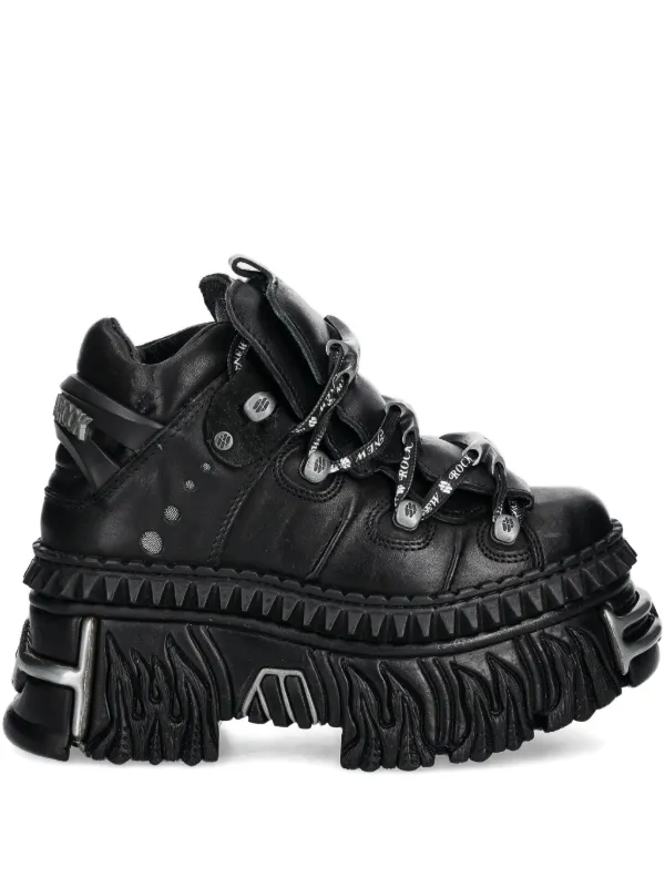 NEW ROCK Tênis Com Detalhe De Chama | Preto | FARFETCH BR