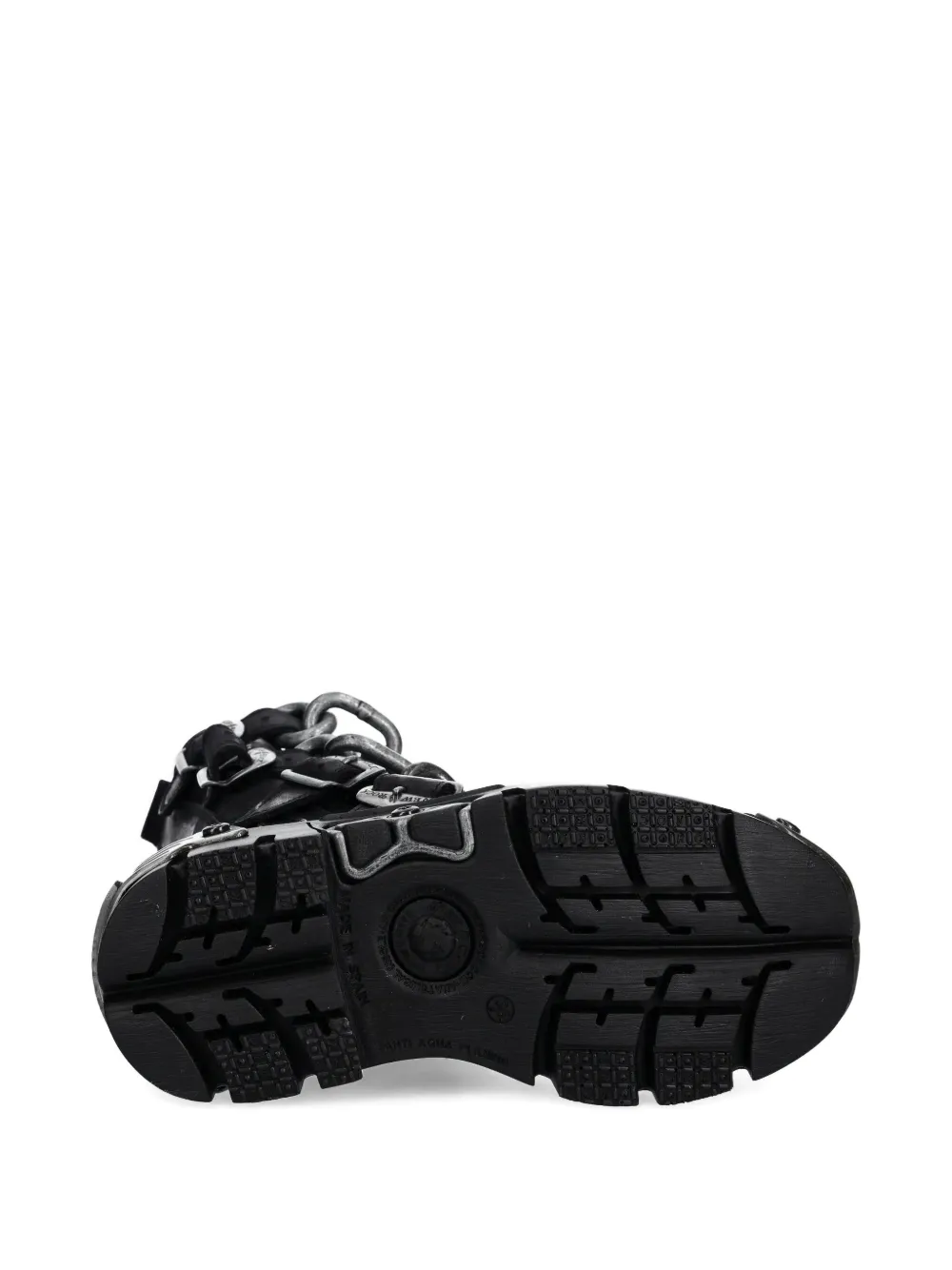 NEW ROCK flame-skull chain boots Black