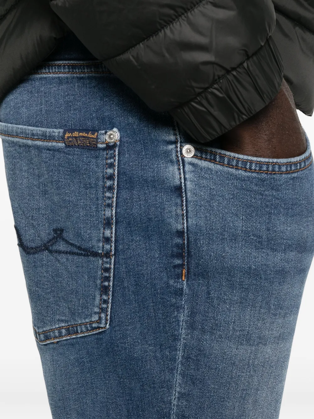 7 For All Mankind Buttoned Straight-leg Jeans In Blue
