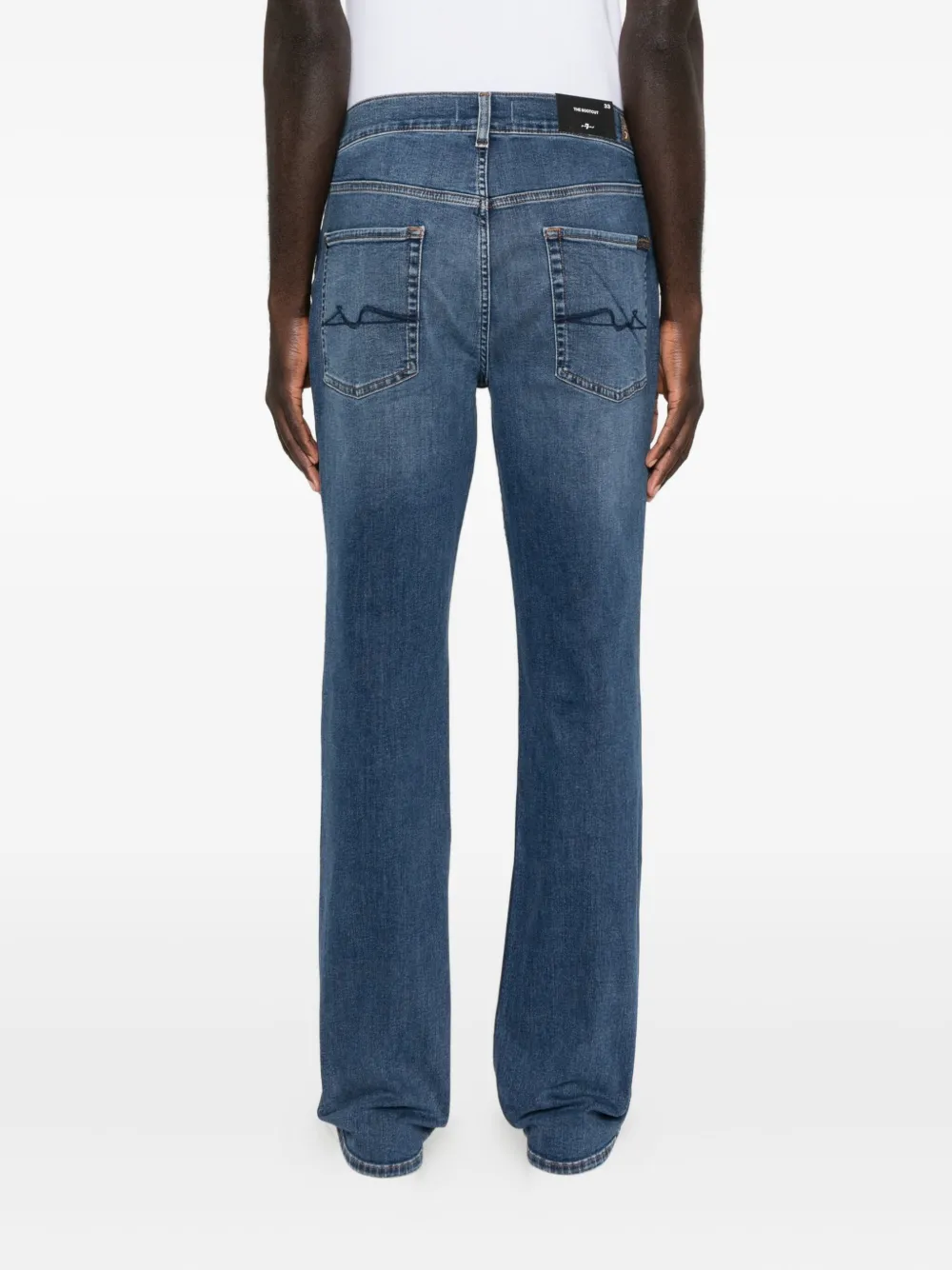 7 For All Mankind Buttoned Straight-leg Jeans In Blue