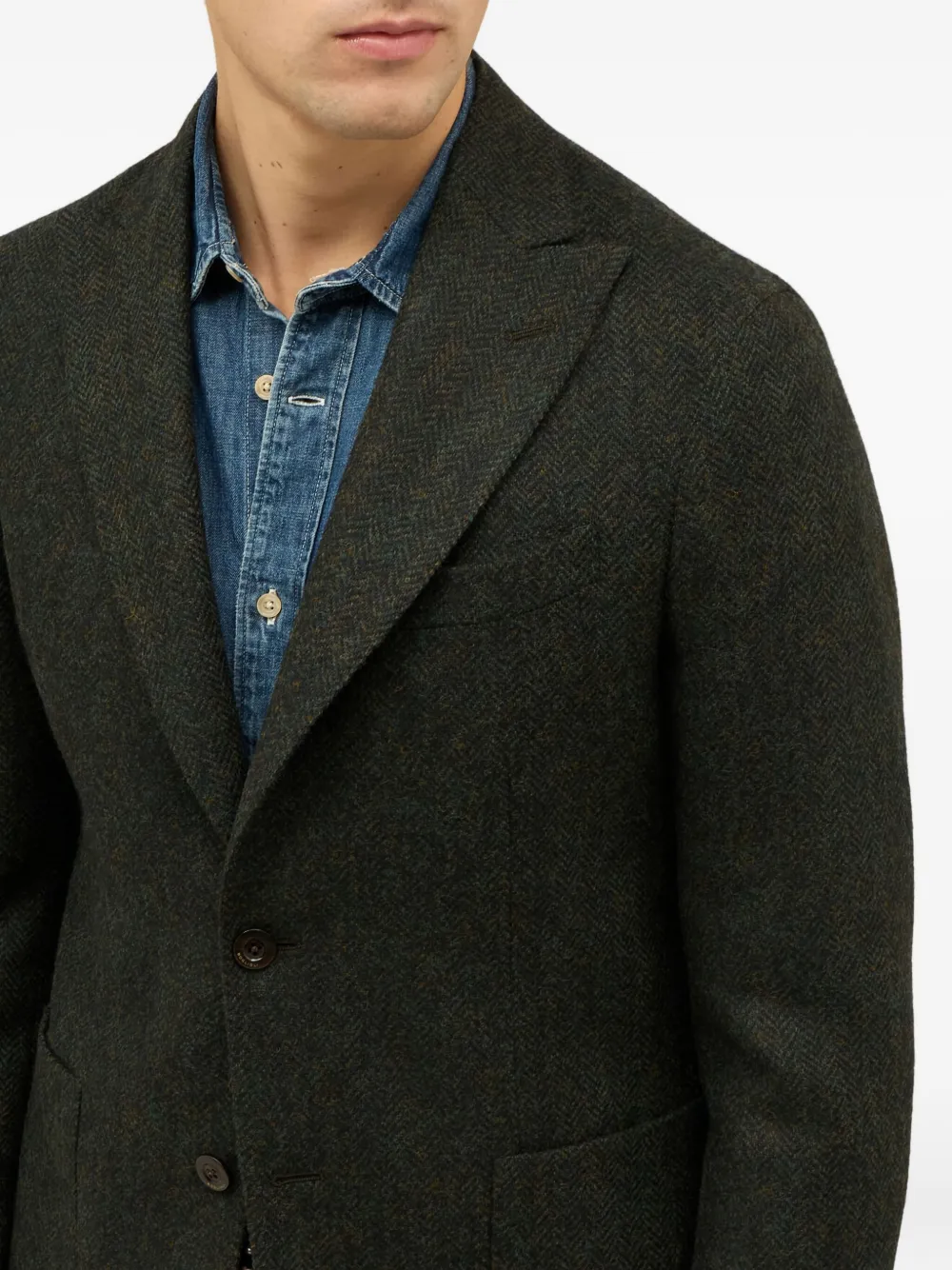 Boglioli Shetland blazer met enkele rij knopen Groen
