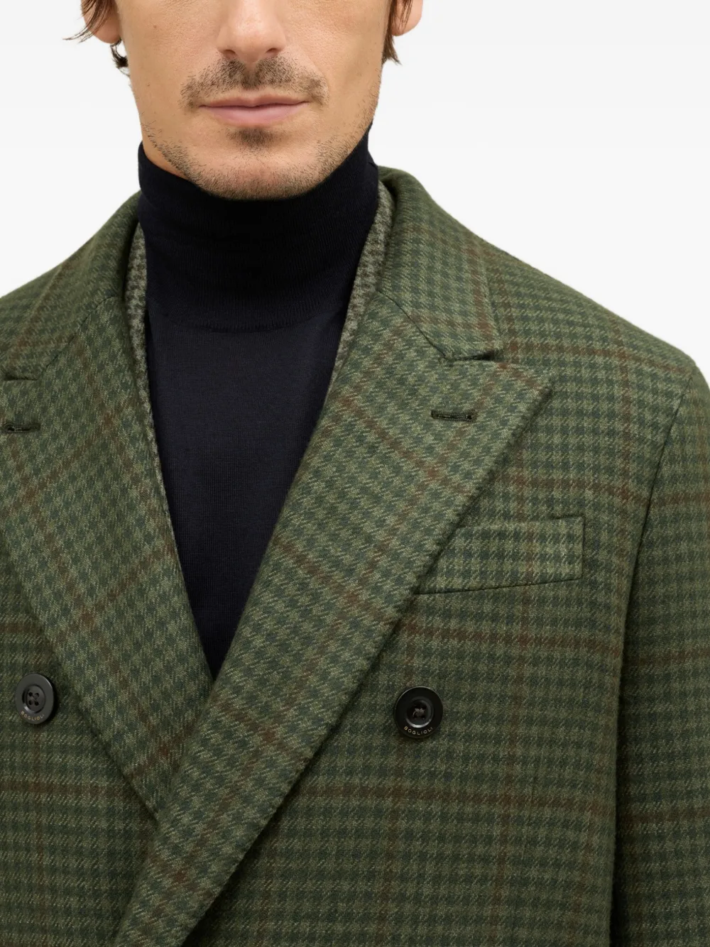 Boglioli double-breasted check coat Groen