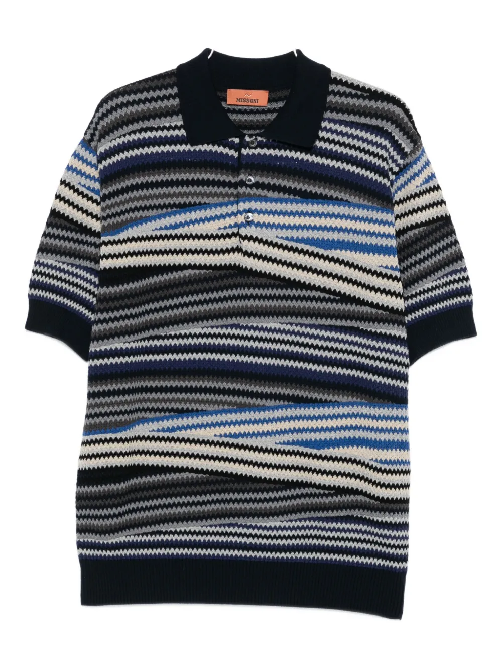 Missoni Short Sleeve Polo With Buttons And Striped Zigzag Pattern In Multi